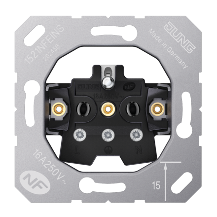 Jung 1521NFEINS socket insert, French/Belgian system, 16 A 250 V ~, screw terminals, without claws