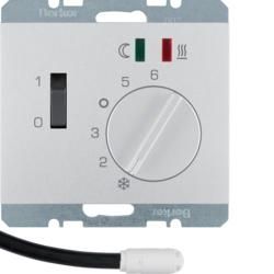 Berker 20347103 Floor temperature controller with closer, central piece, rocker switch, aluminum Berker K