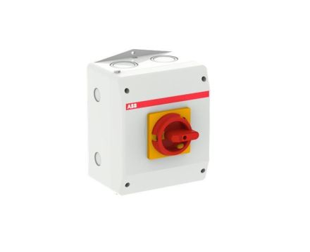 ABB Stotz-Kontakt OTU45BA4MS3, switch disconnector in housing 4-pole 45A 690V with red-yellow handle, 1SCA132691R1001