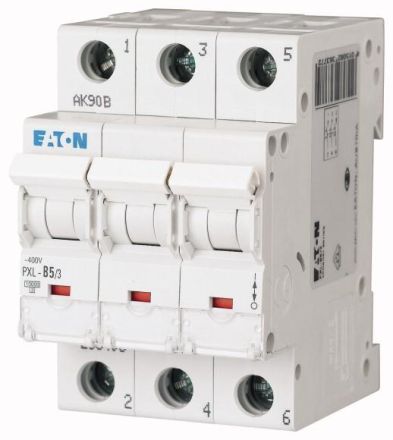 Eaton PXL-B5/3 circuit breaker, 5A, 3p, B-Char , 236377