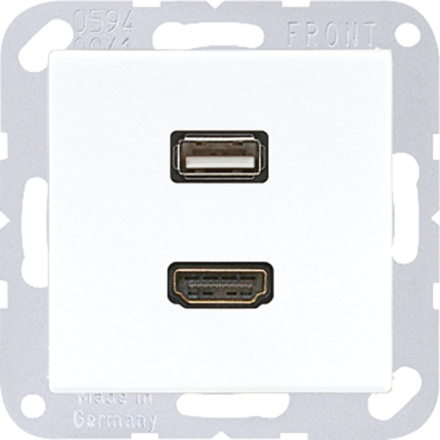 Jung MAA1163WW Multimedia connection system HDMI / USB 2.0, AS/A series, alpine white