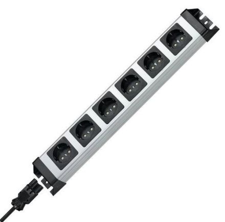 Kopp 229420012 POWERversal 6-way silver-black SCHUKO power strip