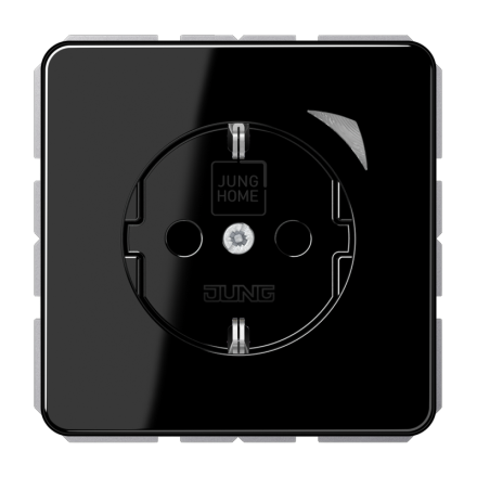 Jung BTCD1521SESW SCHUKO socket, 16 A 250 V ~, screw terminals, with function display, integrated increased contact protection, SAFETY+, Duroplast, CD series, black