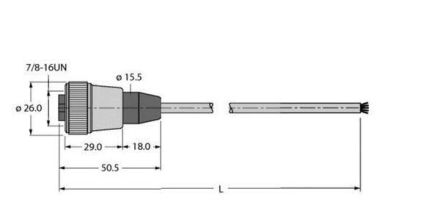 Turck 6604710 RKM52-1M PUR cable sheath