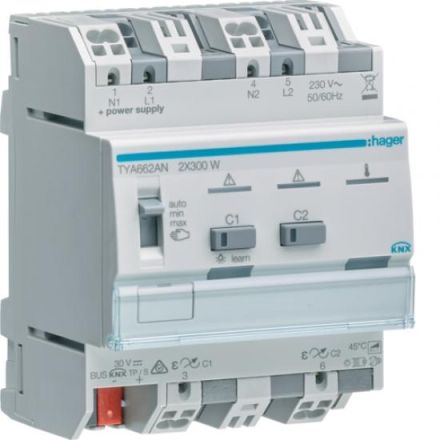 Hager TYA662AN 2-way KNX 2x300W ESL/LED universal dimming actuator