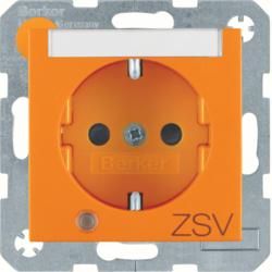 Berker 41101914 SCHUKO socket with control LED, labelling field orange, matt Berker S.1/B.3