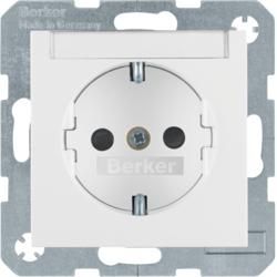 Berker 47498989 SCHUKO socket with label field polar white, glossy Berker S.1/B.3/B.7