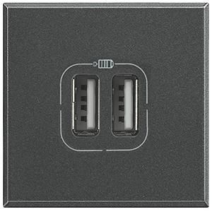 Bticino HS4285C2 USB charging module 2-way, (anthracite)
