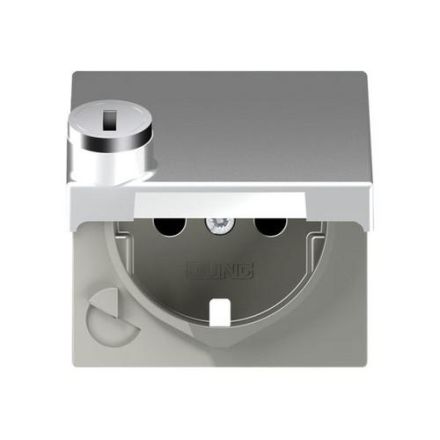 Jung A1520KLSLPLAL central plate for SCHUKO® socket inserts, hinged lid, thermoplastic painted, series A, aluminium
