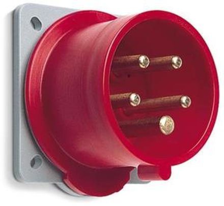 ABB Stotz-Kontakt 416B6, panel-mounted device plug, 10 pcs., red 6h, 16 A, IP44, 3P+N+E, 346-415 V, 60 Hz, 2CMA193355R1000