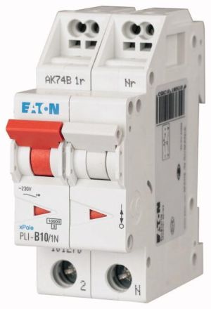 Eaton PLI-C10/1N miniature circuit breaker, 10A, 1p+N, C-Char, 101277