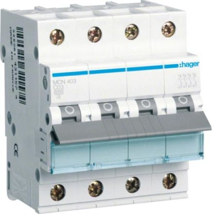 Hager MCN403 circuit breaker 4-pole C3A 6kA 4M