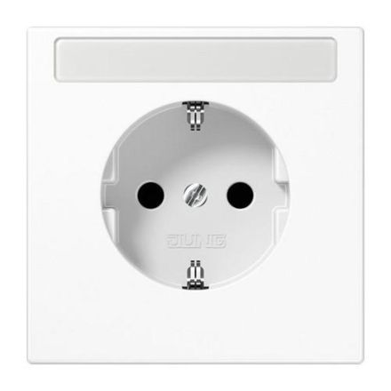Jung LS520KINAWWPL central plate for SCHUKO® sockets with label field, integrated increased contact protection, SAFETY+, Duroplast, LS series, alpine white