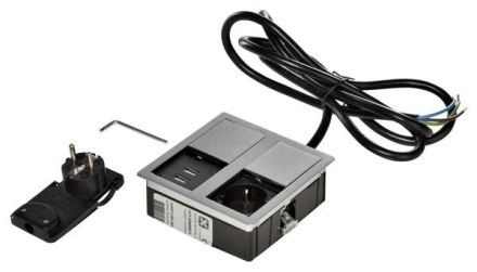 Kopp 939645015 VersaHIT 1x socket 2xUSB stainless steel power strips