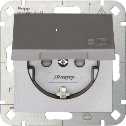 Kopp 940147004 with BS HK07 steel-colored SCHUKO socket