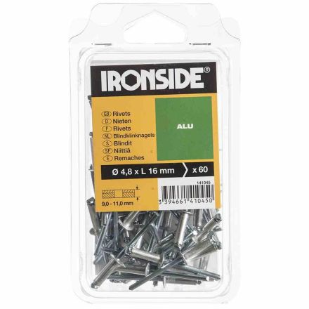 IRONSIDE 141045 blind rivets 4.8/16 60pcs