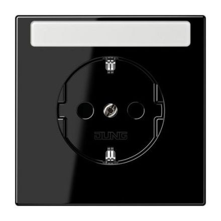 Jung LS1520NKINASW SCHUKO socket, 16 A 250 V ~, without claws, with label field, integrated increased contact protection, SAFETY+, Duroplast, LS series, black
