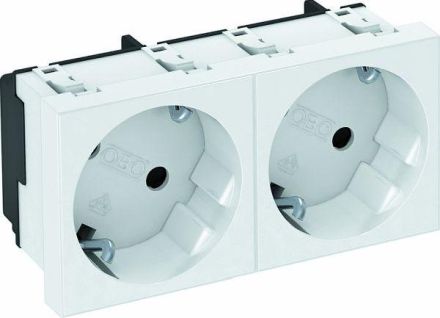 OBO Bettermann 6120103 33° 2-f. 250V 10/16A pure white RAL9010 socket SCHUKO