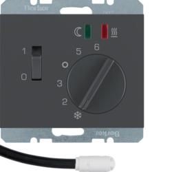 Berker 20347106 floor temperature controller with closer, central piece, rocker switch, anthracite, m