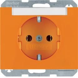 Berker 47397014 SCHUKO socket with label field orange, glossy Berker K.1/K.5
