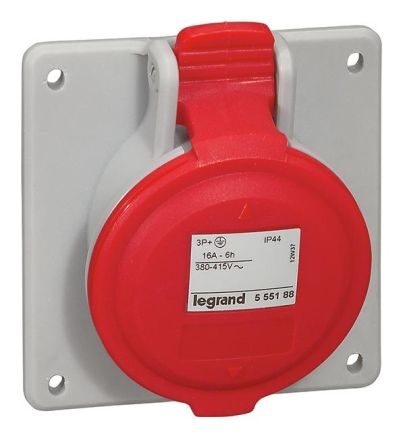 Legrand 555188 CEE socket 4P 16A 415V red IP44