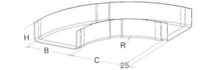 Niedax KKB80.200 GFK-90° for KK large 80x200mm polyester arch
