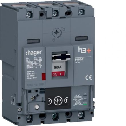 Hager HES160NC h3+ P160 3P3D 160A 70kA circuit breaker