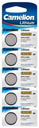 Hückmann 136009 CR2025 Lithium 3V/150mAh (PK=5pcs.) Lithium button cell