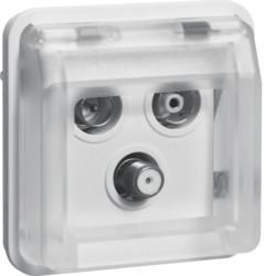 Berker 12033562 antenna socket insert 3-hole surface-mounted single socket Berker W.1 polar white matt
