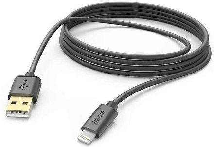 Hama 201582 USB-A - Lightning, 3 m, black USB charging cable