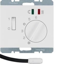 Berker 20347109 floor temperature controller with closer, central piece, rocker switch, polar white, g