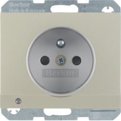 Berker 6765107004 Socket with protective contact pin and LED orientation light stainless steel, painted