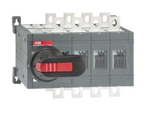 ABB Stotz-Kontakt OT200E04CFP, load changeover switch 4-pole 200A with handle and shaft, fast switching I-0-II, 1SCA108528R1001