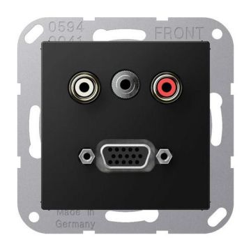 Jung MAA1072SWM multimedia connection system Cinch audio / mini jack 3.5 mm / VGA, Series A, graphite black matt