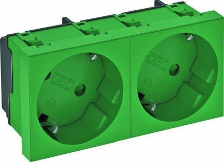 OBO Bettermann 6120107 33° 2-f. 250V 10/16A mint green RAL6029 socket SCHUKO