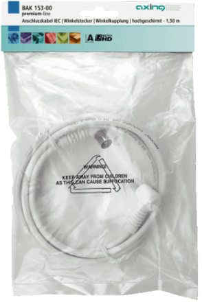 Axing BAK153-00 cable 1.5m IEC, angle plug