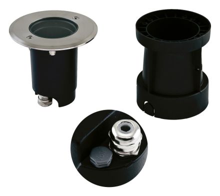 EVN 679235EV round pivoting aluminum IP67 GU10 max. 35W recessed floor spotlight LB20