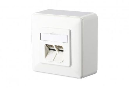 METZ CONNECT 2xRJ45 E-DAT C6A 8/8 (8) AP pure white data connection box Cat6A, 130C380002-I