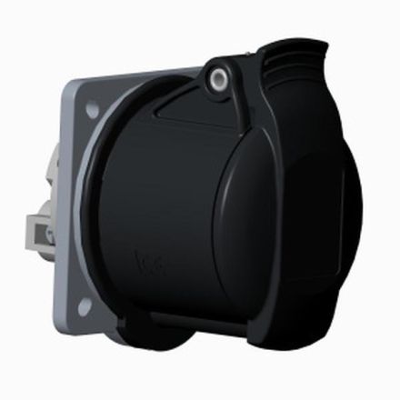 ABB Stotz-Kontakt 316R7, panel-mounted socket, 16 A, IP44 7h, 3P+E, 480-500 V, black, 10 pieces, 2CMA193155R1000