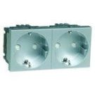 Hochköpper 00516211 D 6212.70 EMS SI 2-way aluminum-painted socket SCHUKO