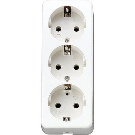 Jung 10S23LWW SCHUKO® triple socket, with strain relief, shatter-proof, alpine white