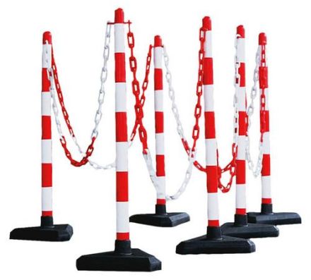 Dehn & Söhne 700110 Chain stand set Secur with cement base post red/white