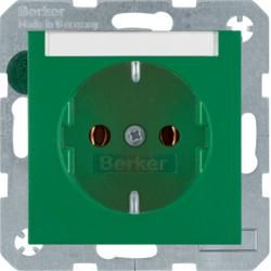 Berker 47501903 SCHUKO socket with label field green, matt Berker S.1/B.3/B.7