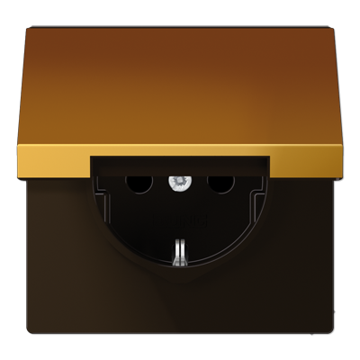 Jung GO1520KL SCHUKO socket, 16 A 250 V ~, hinged cover, metal gold-coloured PVD-coated, LS series, gold-coloured