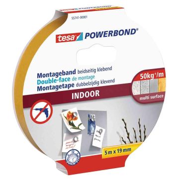 Tesa 55741-00001-02 indoor mounting tape 19mm 5m, load capacity 42kg on 1m