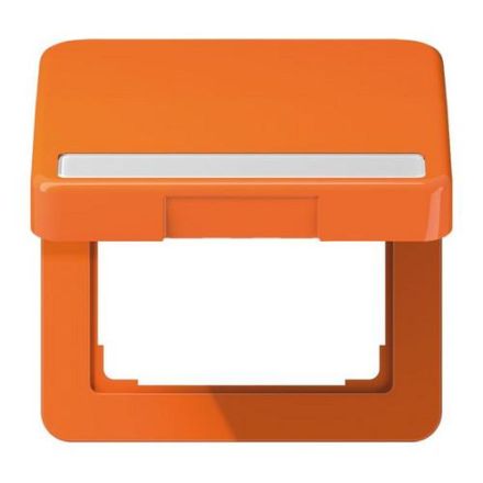 Jung CD590BFNAKLO hinged cover with return spring, with label field, thermoplastic, CD series, orange (for ZSV)