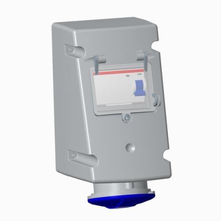 ABB Stotz-Kontakt 332RPR9, surface-mounted wall socket, 32 A 9h, IP44, 3P+E, with FI 30 mA, 2CMA168293R1000