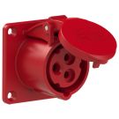 PCE 313-9 16A 3-pole 9h IP44/54 flange straight wall socket