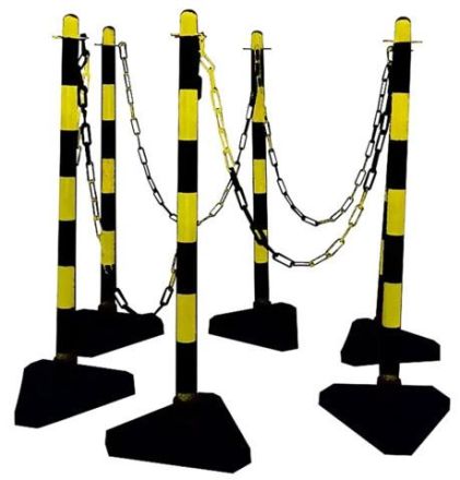 Dehn & Söhne 700111 Chain stand set Secur with cement base post yellow/black