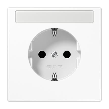 Jung LS1520NKINAWW SCHUKO socket, 16 A 250 V ~, without claws, with label field, integrated increased contact protection, SAFETY+, Duroplast, LS series, alpine white